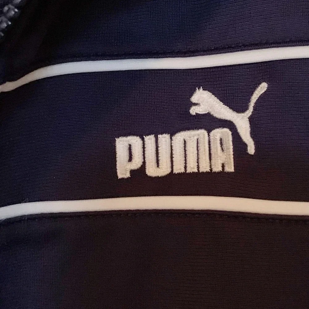 Puma Boys Size 7 Navy Track Jacket Full Zip Athletic Logo
